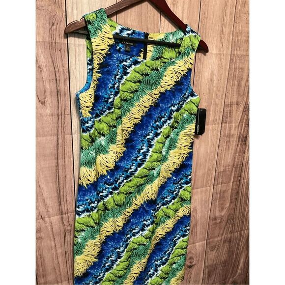 AGB dress size 10 NWT stretchy blue green zipper - Picture 2 of 9